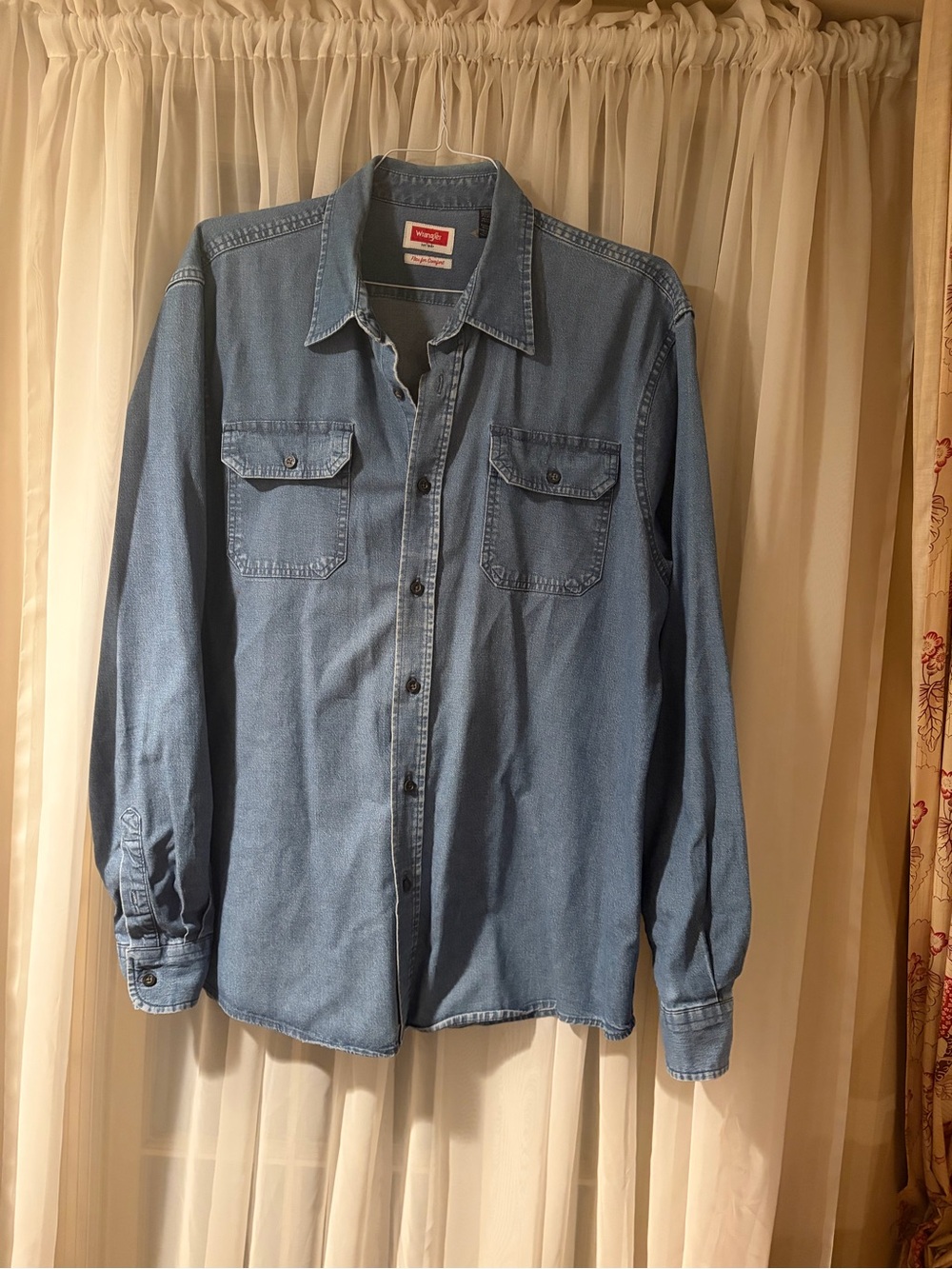 Wrangler Light Blue Denim Button-Down Shirt